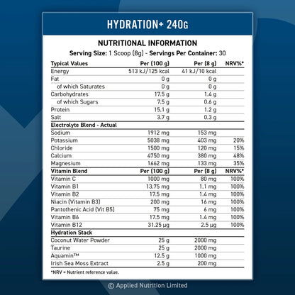 Hydration+ Poudre complète d'électrolytes et de vitamines - 240g