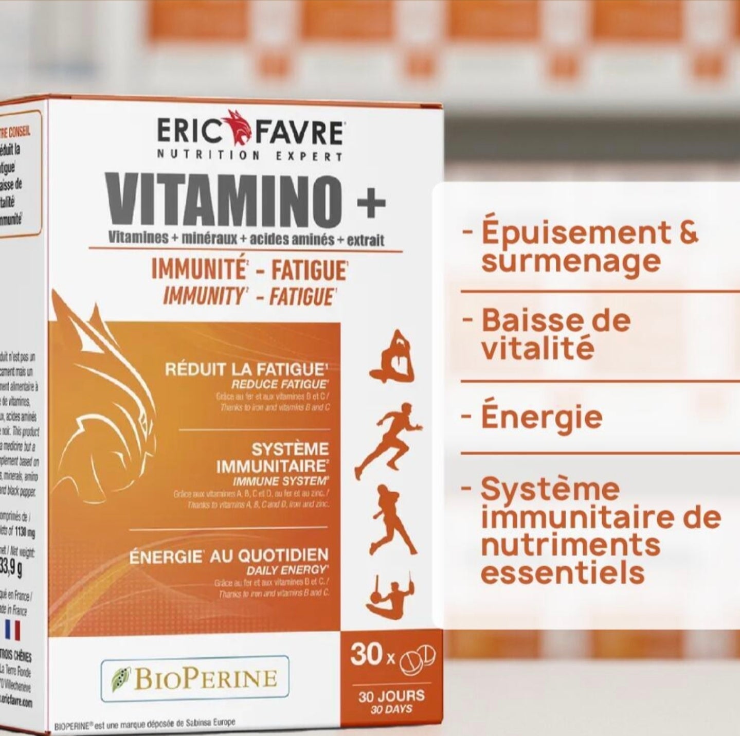Vitamino+ Immunité, fatigue, Multivitamines et minéraux - 30 caps